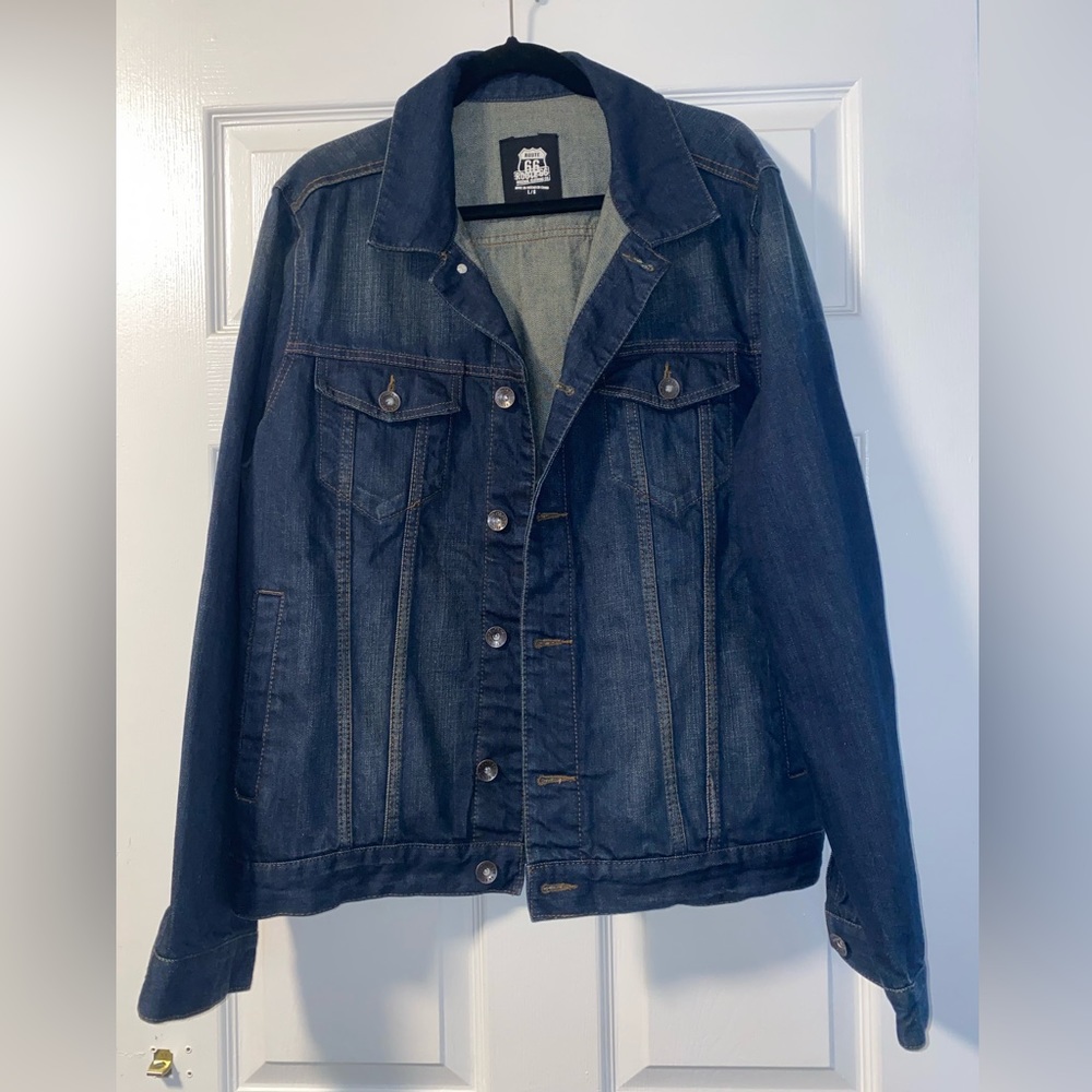 Mens Jean Jacket Denim Trucker Sz Large Route 66